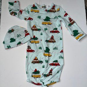 NWT Angel Dear Christmas Knotted Gown Set Size 0-3 Months
